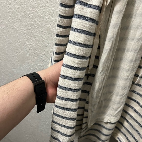 Anthropologie Saturday Sunday Striped Lace Detail Sweater with hoodie - Picture 6 of 7